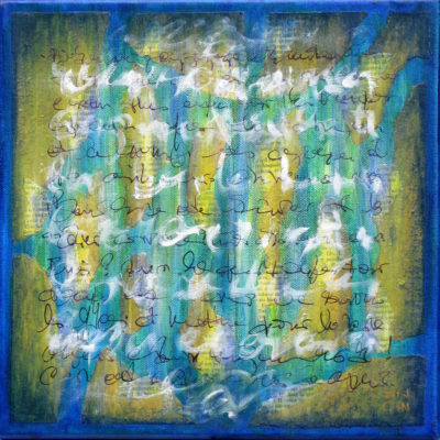 Epreuve de Temps Bleu 2 - 30 x  30 cm - collage et acrylique