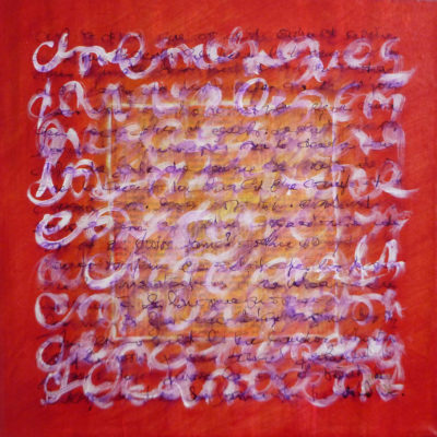Epreuve de Temps Rouge 1 - 30 x  30 cm - collage et acrylique