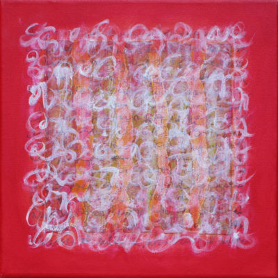 Epreuve de Temps Rouge 2 - 30 x  30 cm - collage et acrylique