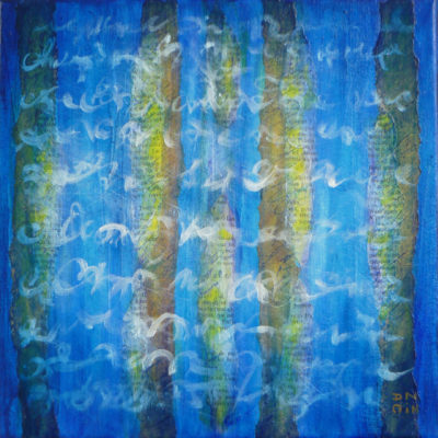 Epreuve de Temps Bleu 1 - 30 x  30 cm - collage et acrylique